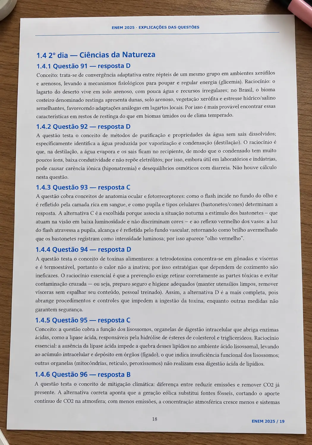 Amostra de resolução do material do ENEM
